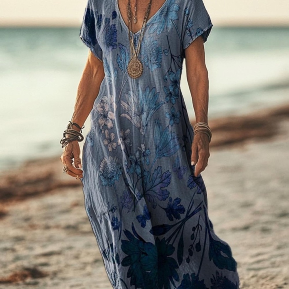 Brand new blue gray maxi dress